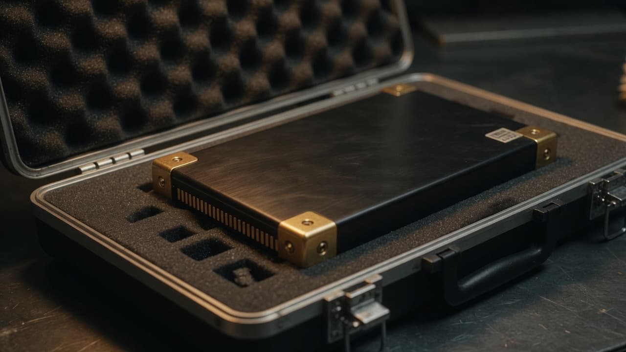 Sealed Knolo Knowledge Image cartridge in an open instrument case.