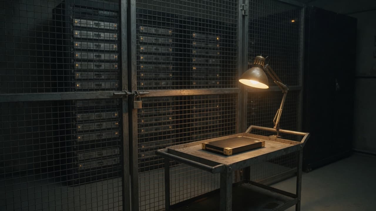 Locked equipment cage with a Knowledge Image on a steel cart.